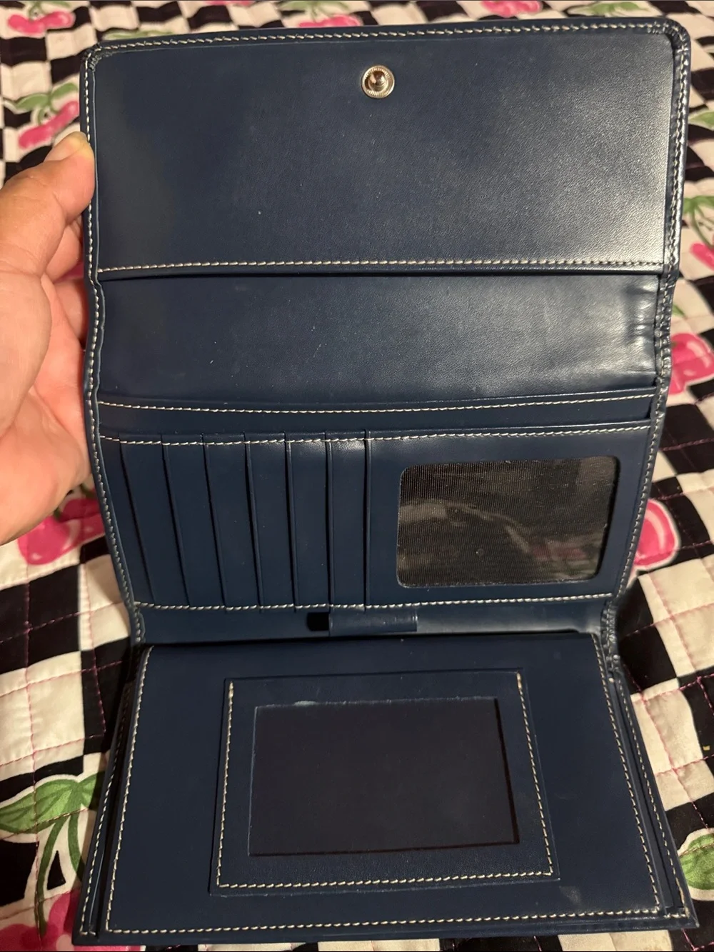 Dooney & Bourke Gray and Navy Monogram Continental Wallet and Checkbook